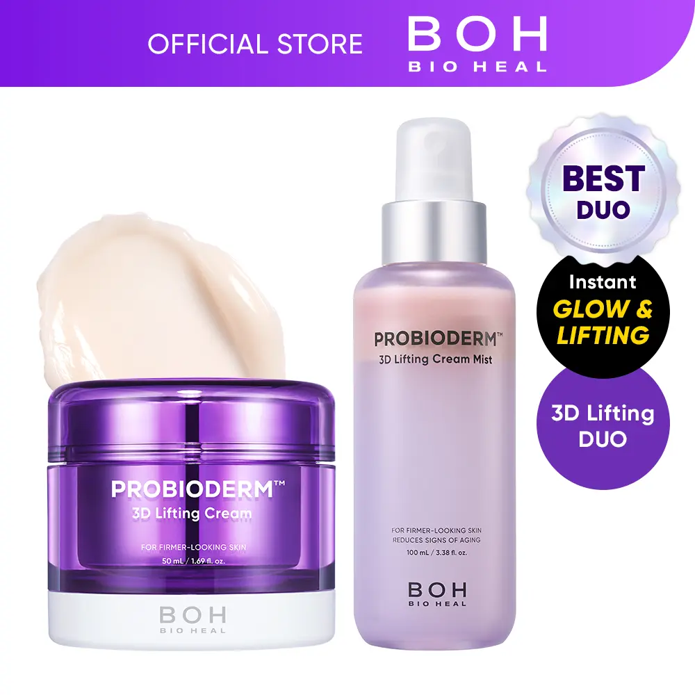 [Best DUO] BIOHEAL BOH Probioderm 3D Lifting Cream Mist & Cream | Overnight Firming & Glow Routine for Wrinkles, Elasticity & Hydration