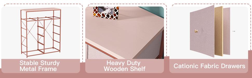 Raybee Furniture Dresser with 12 Drawers, Wooden Top Metal Frame Fabric Storage Organizer, For Dressing Room, Bedroom, Closet, Entryway, Living Room cabinets