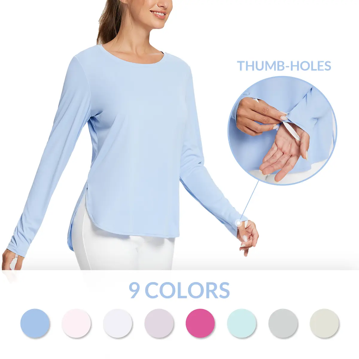 Baleaf Women's UPF 50+ Long Sleeve Polyester Sun Shirt - Lightweight Quick Dry UV Protection Activewear, Tops for Women for Hiking, Fishing Rash Guard
