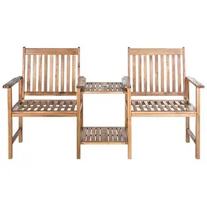 Safavieh Brea Twin-Seat Bench - Teak Brown Finish
