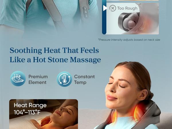 Etekcity Cadeo Cordless Shiatsu Neck and Shoulder Back Massager with Heat, Deep Tissue Kneading, Adjustable Modes, Portable Pain Relief & Relaxation Gift for Mom Dad Valentinesday Gift