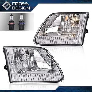 CROSSDESIGN Fit For 97-03 Ford F-150 Headlight 97-99 F-250 97-20 Expedition Lamp Left&Right