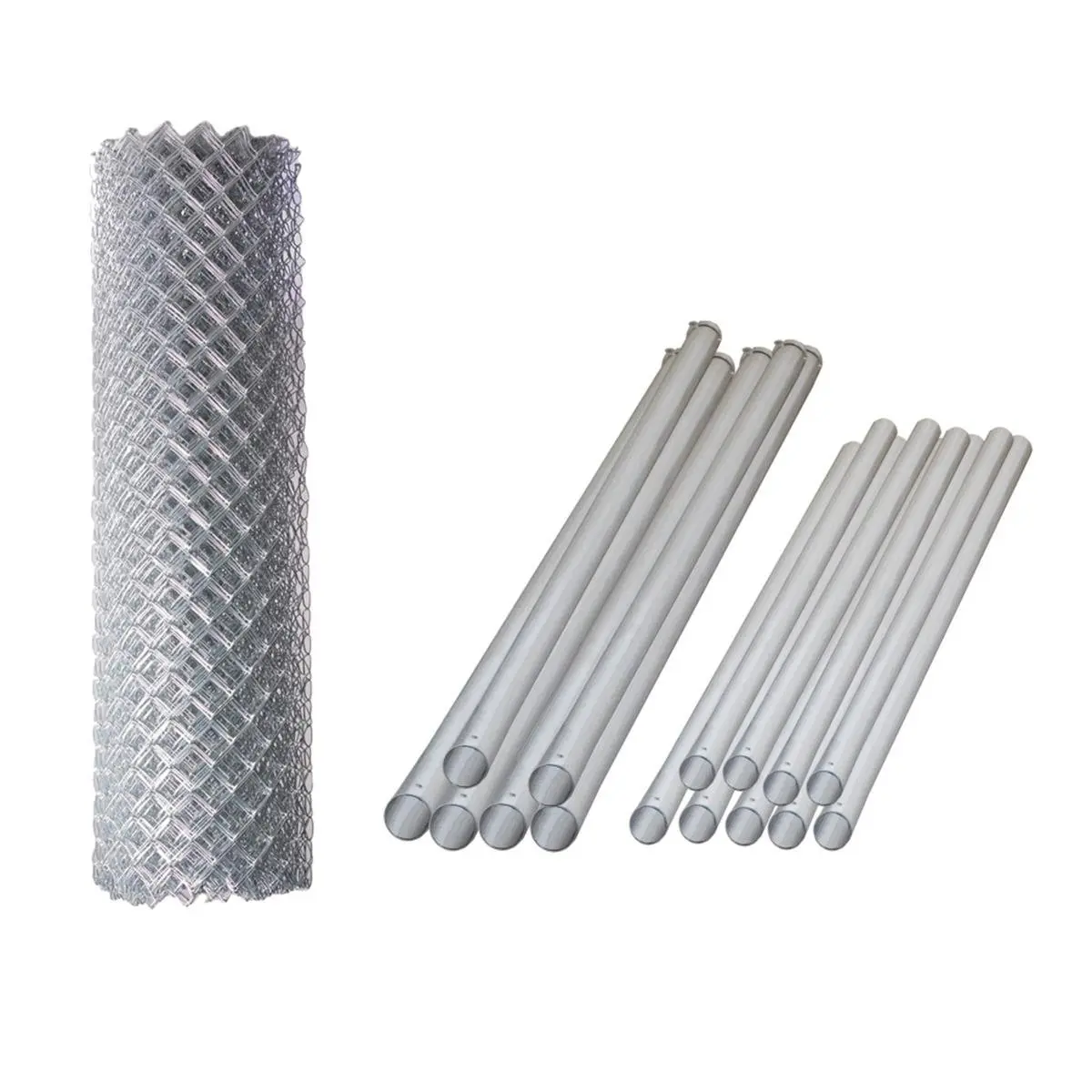 4 x 50 ft. Galvanized Steel Chain Link Fence Complete Kit, Roll-Out, Fabric, Hardware