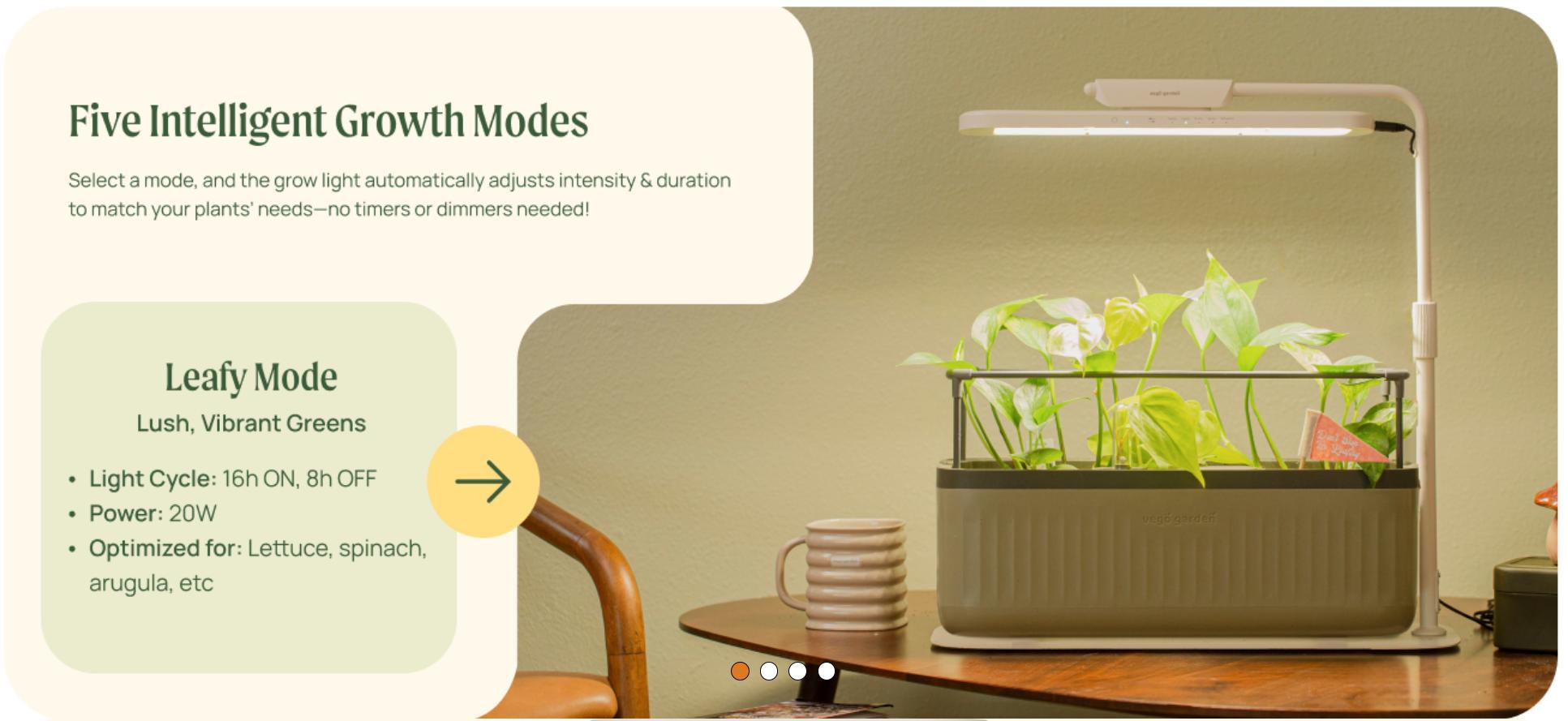 Vego Garden Grow Lights Stand for Indoor Plants Full-Spectrum LED Light with 5 Modes & Adjustable Height 14.9" to 22.5" for Seedlings Fruit Herbs Greens & Microgreens Heavy Duty Greenhouse Modern Design