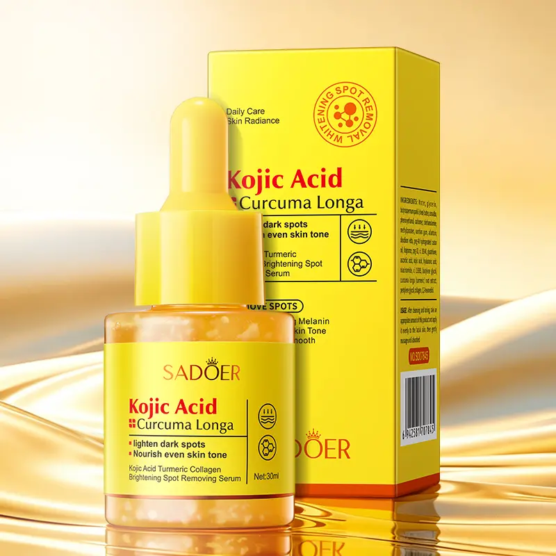 Kojic Acid Turmeric Collagen Facial Serum, 30ml Brightening Essence for Even Skin Tone, Hydrating Dark Spot Care for Dull Skin