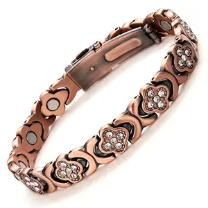 City Fashion  Copper Bracelets for Women, Ultra Strength Magnetic Bracelet with 3800 Gauss Magnets & Sparkling Cubic Zirconia, Adjustable,charm bracelet Rhinestone Decorated Bangle，Wearable，Healthbracelet，jointreliefbracelet，sleepbracelet，Gift