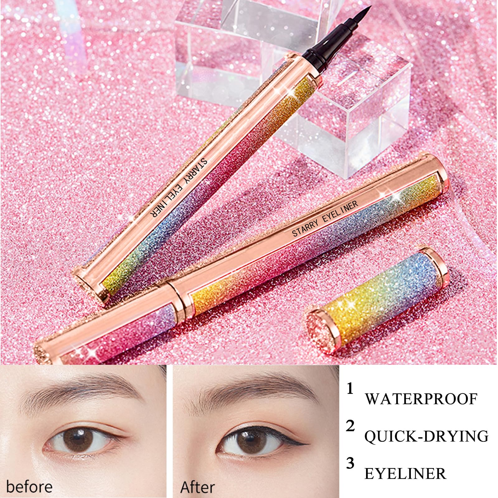 VIBELY 4D Silk Fiber Mascara Set & Waterproof Eyeliner Pencil Long Lasting No Clumping Full Thick Lashes Easy Apply Remove Perfect Gift for Makeup Lovers