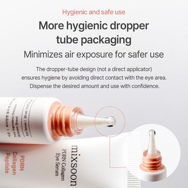 [New] PDRN Collagen Eye Serum 0.68 Fl. Oz / 20ml Under Cream for Eye Bags Peptide Hydrating Lightweight dropper Korean Glass Skin Care