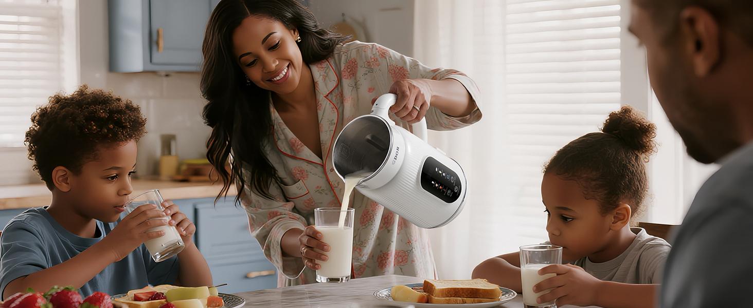 GDOR Nut Milk Maker 42oz Almond Oat Soy Milk Machine & Smoothie Blender 9-in-1 Plant-Based with Large Touch Screen Keep Warm Boil Water Self-Cleaning