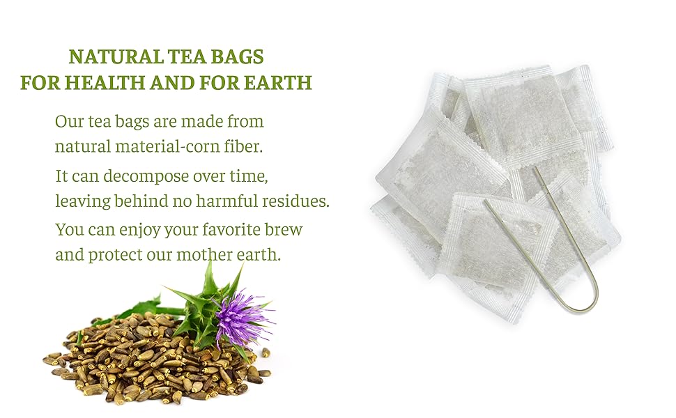 【FreshDrinkUS】 Premium 75 Milk Thistle Tea Bags, 100% Natural & Pure from Milk Thistle Seeds. Milk Thistle Seed Herbal Tea. Milk Thistle Seed Tea. Made with Natural Material Tea Bags. No Sugar, No Caffeine, No Gluten, Vegan. Beverage