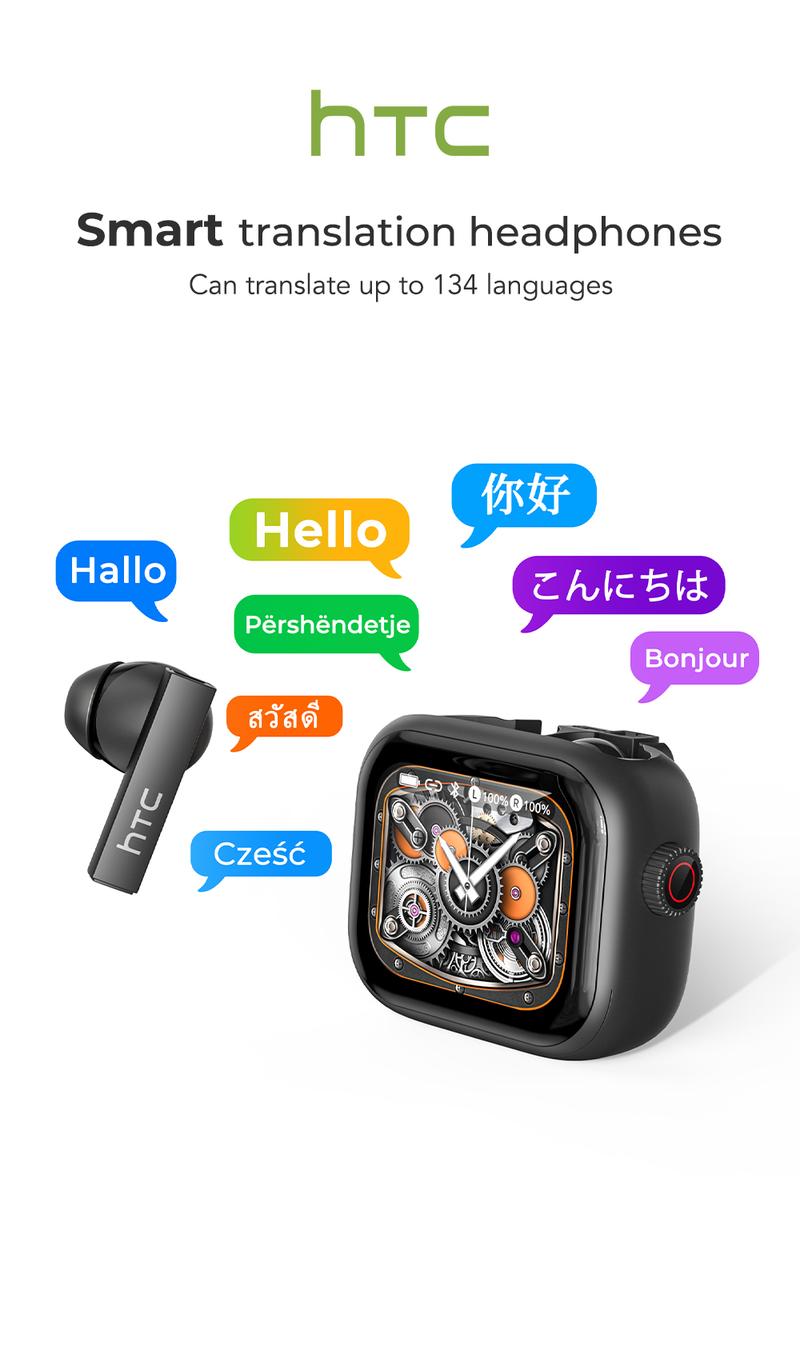 HTC NE40 Translation Bluetooth 6.0 Earphones LED Display High Fidelity Waterproof Wireless Earphones, Translation in 134 Languages With APP, TWS Touch Control Earbuds, Suitable for Office, Sports, Study and Audio Calls | Built-in Microphone | AI Earphones