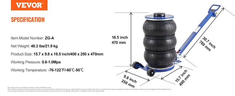 VEVOR Air Jack, TikTokShopBlackFriday, 5 Ton/11000 lbs Triple Bag Air Jack, Airbag Jack with Six Steel Pipes, Lift up to 18.5 inch/470 mm, 3-5 s Fast Lifting Pneumatic Jack, with Adjustable Handle for Car, Garage, Repair VEVOR Air Jack, TikTokShopBlackFriday, 5 Ton/11000 lbs Triple Bag Air Jack, Airbag Jack with Six Steel Pipes, Lift up to 18.5 inch/470 mm, 3-5 s Fast Lifting Pneumatic Jack, with Adjustable Handle for Car, Garage, Repair