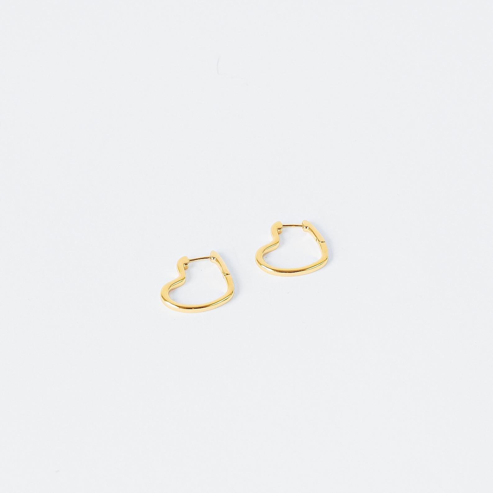 Heart Hoops by Caitlyn Minimalist - 18K Gold Plated Heart Hoop Earrings - Cute Statement Jewelry - Girlfriend Gift