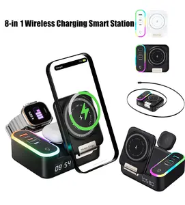 2026 8-in-1 FoldaWireless Charging Station Magnetic Charger for Smartphones Smartwatches & Earbuds Compatible with iPhone Apple Watch & More Compact Portable Device Charging Station Black Folding Electronic