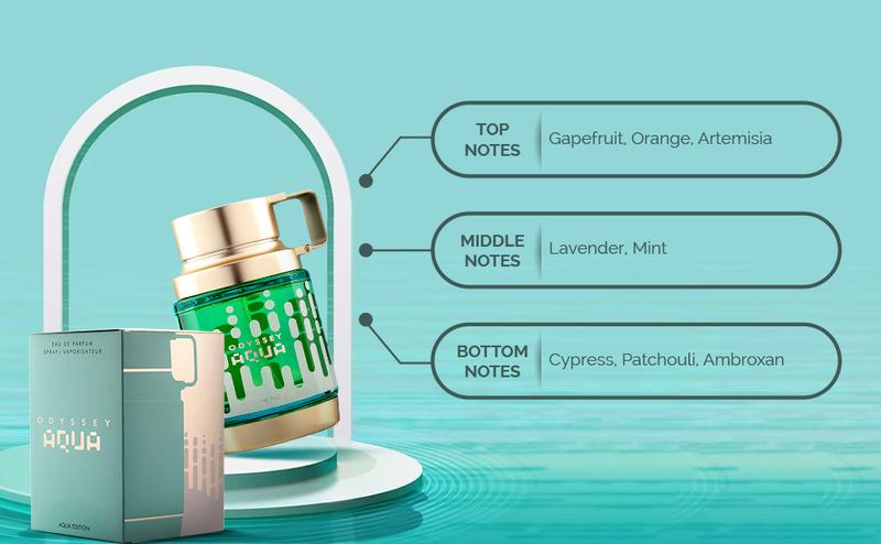 Armaf Odyssey Aqua Eau De Parfum For Men 3.4 Fl Oz - Woody Refreshing Aromatic Scent