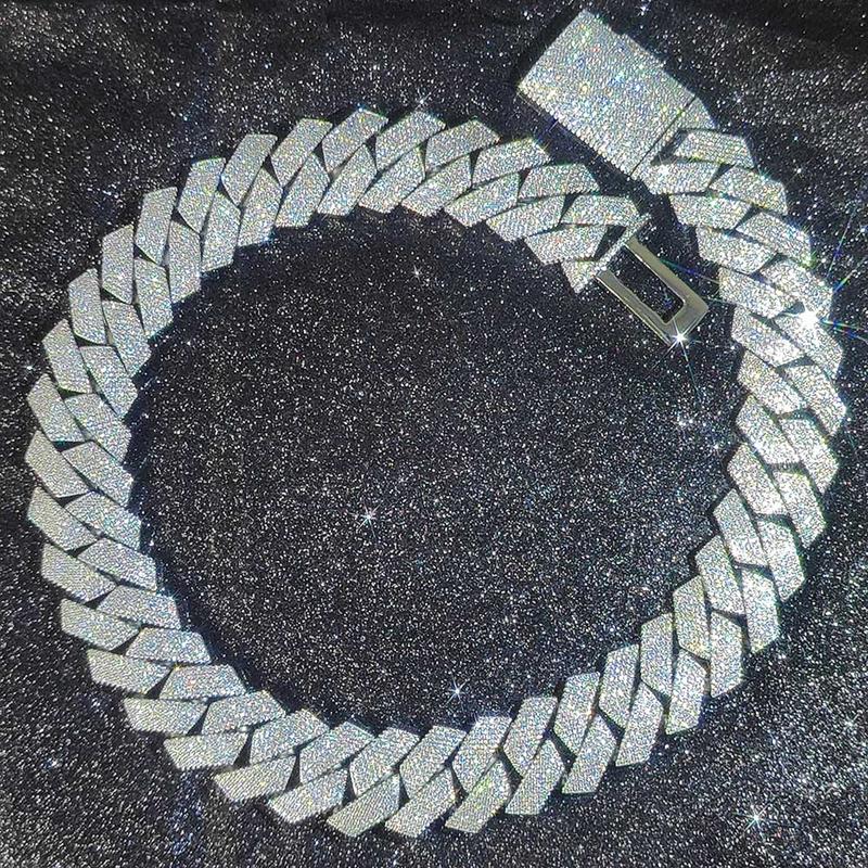 Pass Diamond Test GRA Moissanite 25mm Wide 6Rows 925 Solid Silver Cuban link chain for Rapper Hip Hop VVS Iced Out Necklace Pass Diamond Test GRA Moissanite 25mm Wide 6Rows 925 Solid Silver Cuban link chain for Rapper Hip Hop VVS Iced Out Necklace
