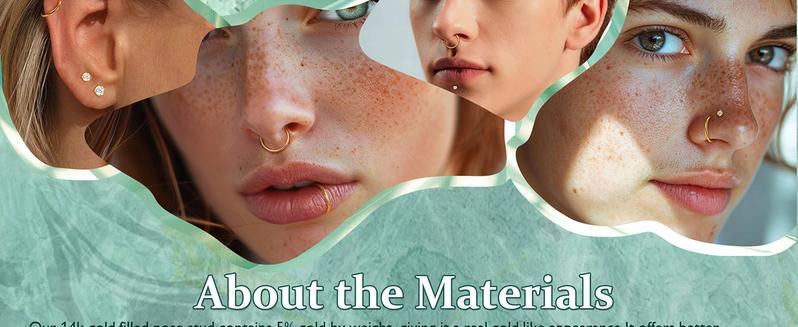 ORAZIO 14K Gold Filled Hypoallergenic Surgical Steel Nose Rings for Women & Men 12Pcs Set with 8CZ Studs & 4Hoops 18G/20G/22G Perfect for Multi Piercing Jewelry