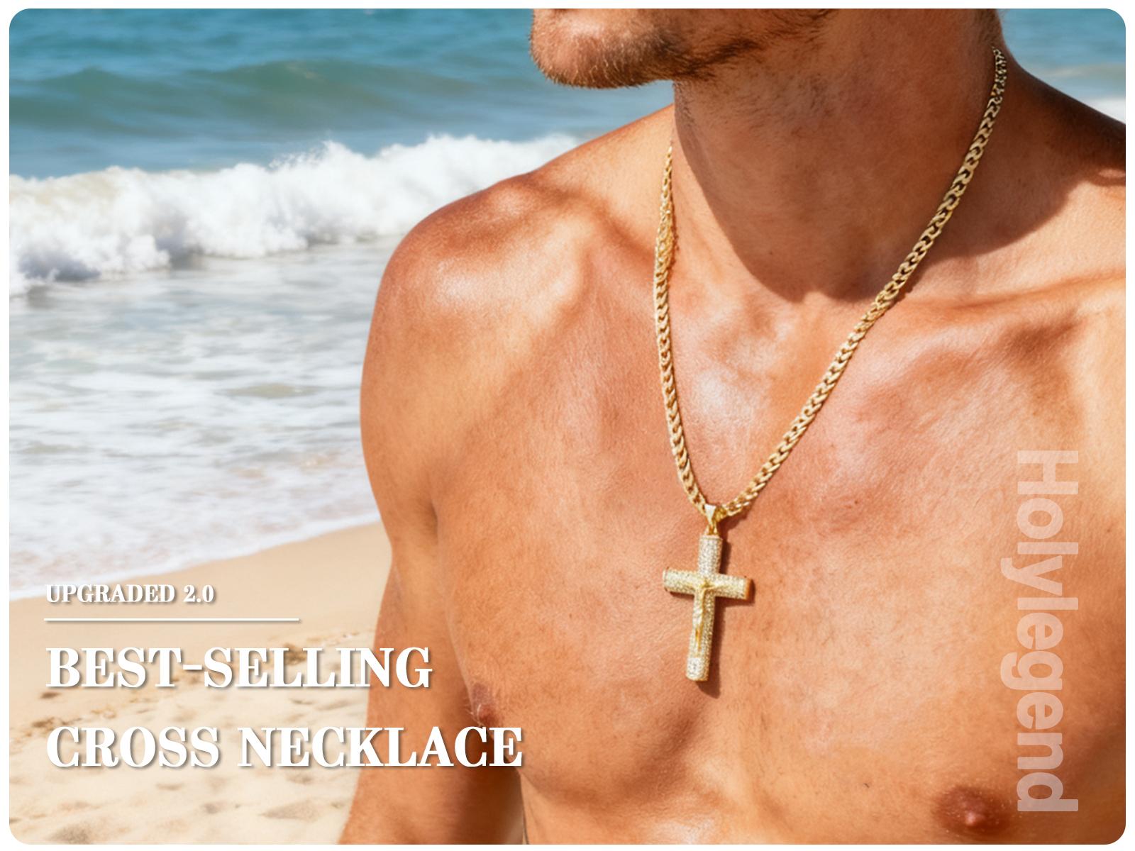 Holylegend 14K Real Gold-Plated Cross Necklace for Men,Tarnish-Free Cuban link chain Figaro Rope Miami Chains with Jesus Crucifix Pendant, 24” Long , Christian Religious Jewelry Gift Holylegend 14K Real Gold-Plated Cross Necklace for Men,Tarnish-Free Cuban link chain Figaro Rope Miami Chains with Jesus Crucifix Pendant, 24” Long , Christian Religious Jewelry Gift