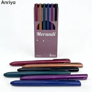 6pcs Vintage Colors Gel Pens,Retractable Aesthetic Pens, - 0.5mm Fine Tip for Vintage & Soothing Bullet Journaling, Artistic Drawing & Note-Taking,Planning, Office Work