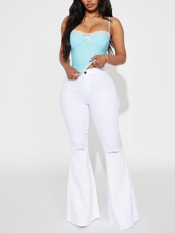 Mystery Solved Extreme Bell Bottom Jeans - White
