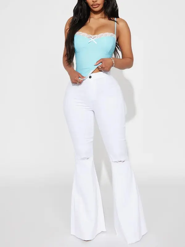 Mystery Solved Extreme Bell Bottom Jeans - White