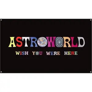 Tapestry 3x5 Feet Astroworld Flag Black Flag Banner, Man Cave Wall Flag With Brass Grommets For College Dorm Room Decor Tailgates,Parties Gift Please Identify