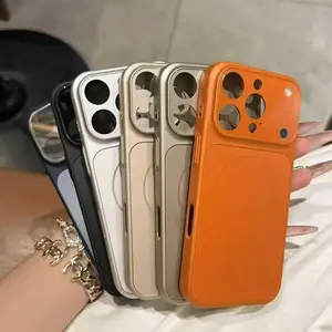 Simple solid color couple phone case for iPhone 17/16/15/14/13 Pro Max, with built-in lens protection and supports MagSafe 995.