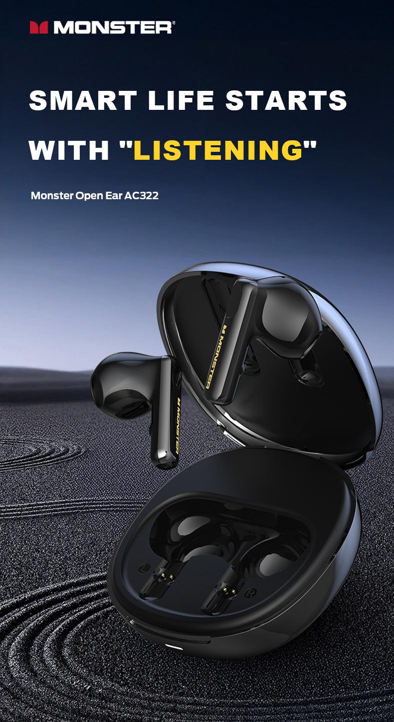 Monster Earbuds Real-Time, Voice-to-Text Recording, Baidu App Language Assistant, Noise-Cancelling Calls, Ultra-Light 0.13oz, Bluetooth 5.4 Headphones, 10-Min Quick Charge for 1-Hour Playback, Business Travel Learning, Gifts for Men & Women