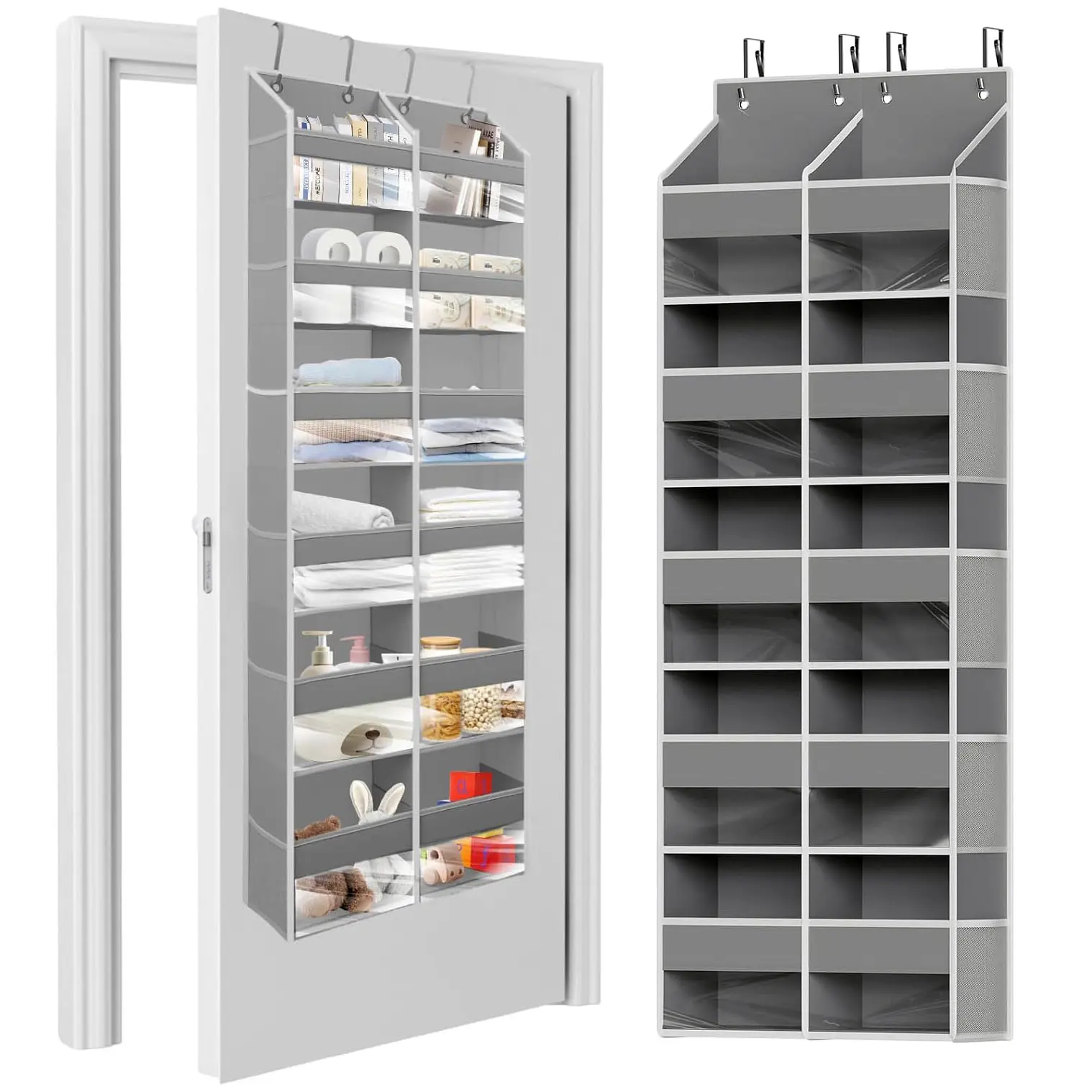Over The Door Organizer 5 Tiers, Extra Large Behind Door Storage Of 10 Compartments, 80 Ibs Weight Capacity Over Door Organizer, Door Hanging Organizer For Closet, Diaper Organizer, Room Storage.