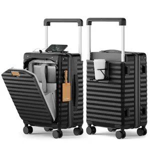 Joyway 20 inch Carry-on Luggage Suitcase with Front Pocket, PC Hardshell Suitcase with USB Port, Cup Holder, TSA Lock and Spinner Wheels