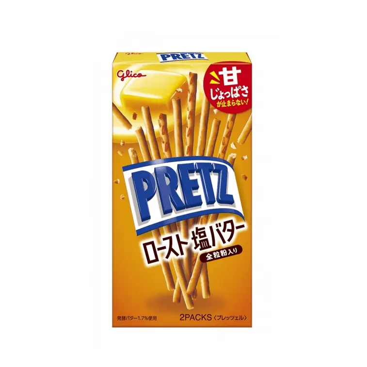 Glico Pretz Easy Snacks - Crunchy Roast Salt, Butter-Flavored Crispy Snack Sticks (2 oz)
