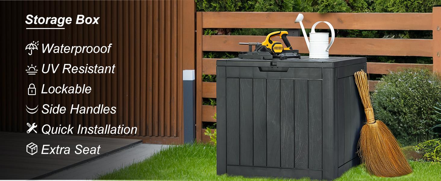 31 Gallon Deck Box, Lockable Outdoor Storage Box, Indoor Outdoor Use, Waterproof Resin Package Delivery Box for Garden or Patio 31 Gallon Deck Box, Lockable Outdoor Storage Box, Indoor Outdoor Use, Waterproof Resin Package Delivery Box for Garden or Patio