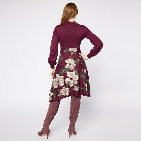 Nina Leonard Mock Neck Long Sleeve Sweater Dress