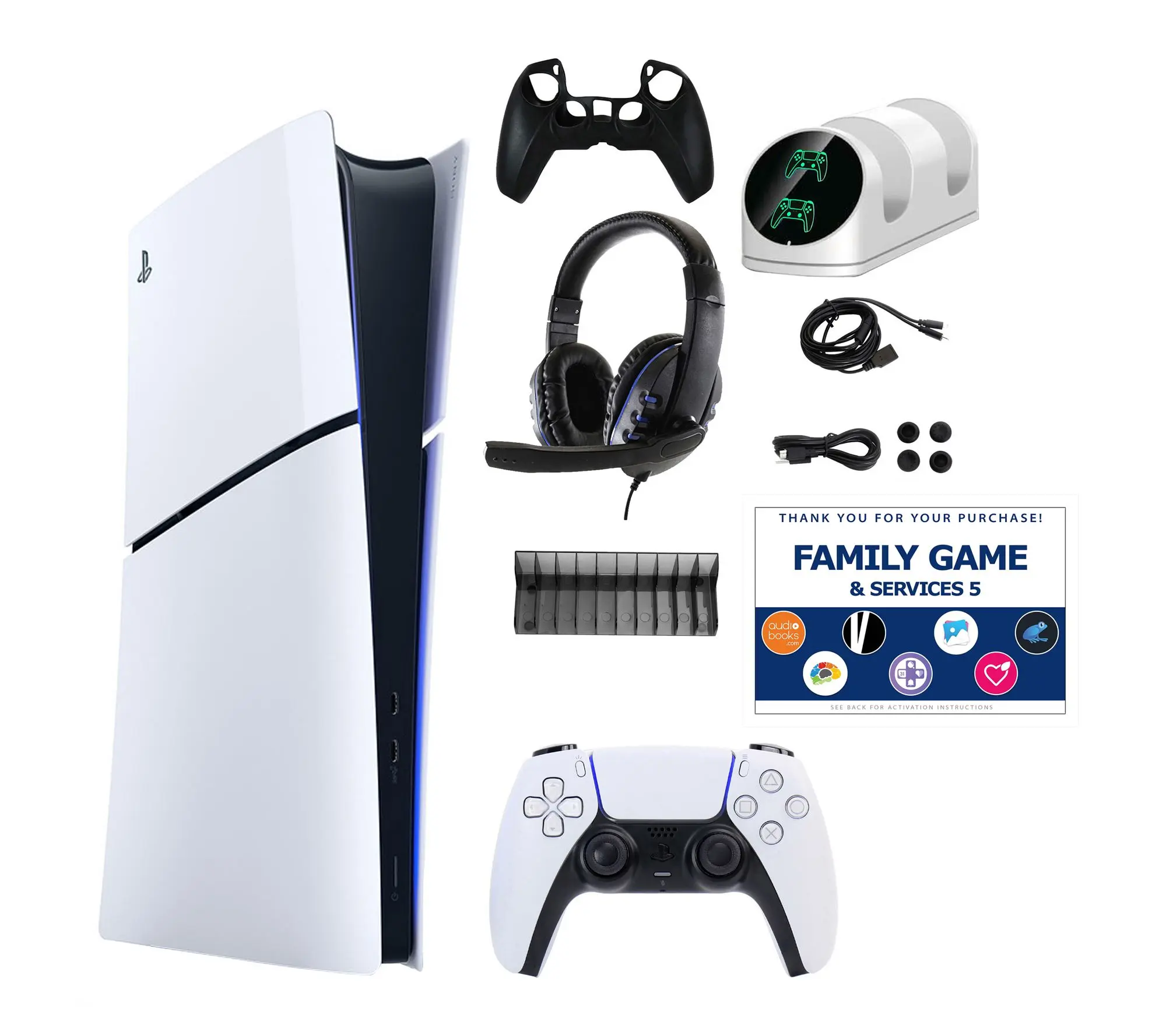 PS5 Slim Digital Bundle with Accessories Kit & Voucher