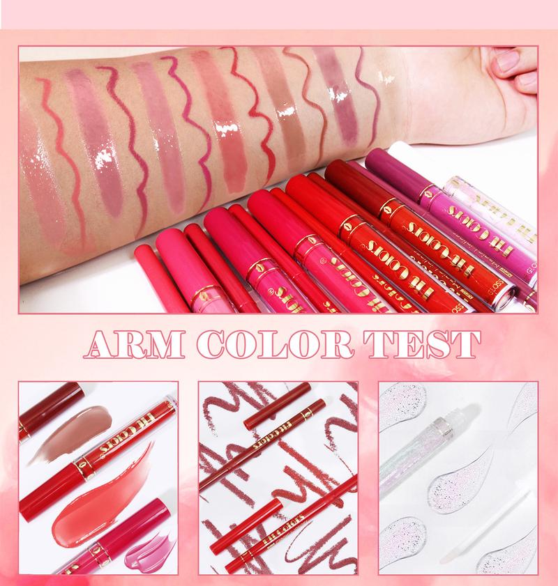 Velvet Texture Luxury 7 Lip Glossy And 6 Lipliner Pencil Makeup Set Matte Lipstick Combo Waterproof Long Lasting Smooth Cosmetic For All Skin Types