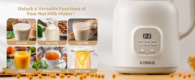 GDOR Nut Milk Maker 42oz Almond Oat Soy Milk Machine & Smoothie Blender 9-in-1 Plant-Based with Large Touch Screen Keep Warm Boil Water Self-Cleaning