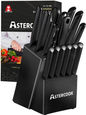 【valorant beta knife】Astercook 15-Piece Chef Knife Set, German Stainless Steel Handle, Rustproof, Black Block Storage, Includes Various Knives, Length 8 Inches Kitchenware