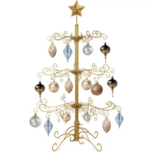 Best Choice Products Metal Ornament Display Tree Collection – 3ft & 6ft Wrought Iron Christmas Tree Stand in Gold or Black