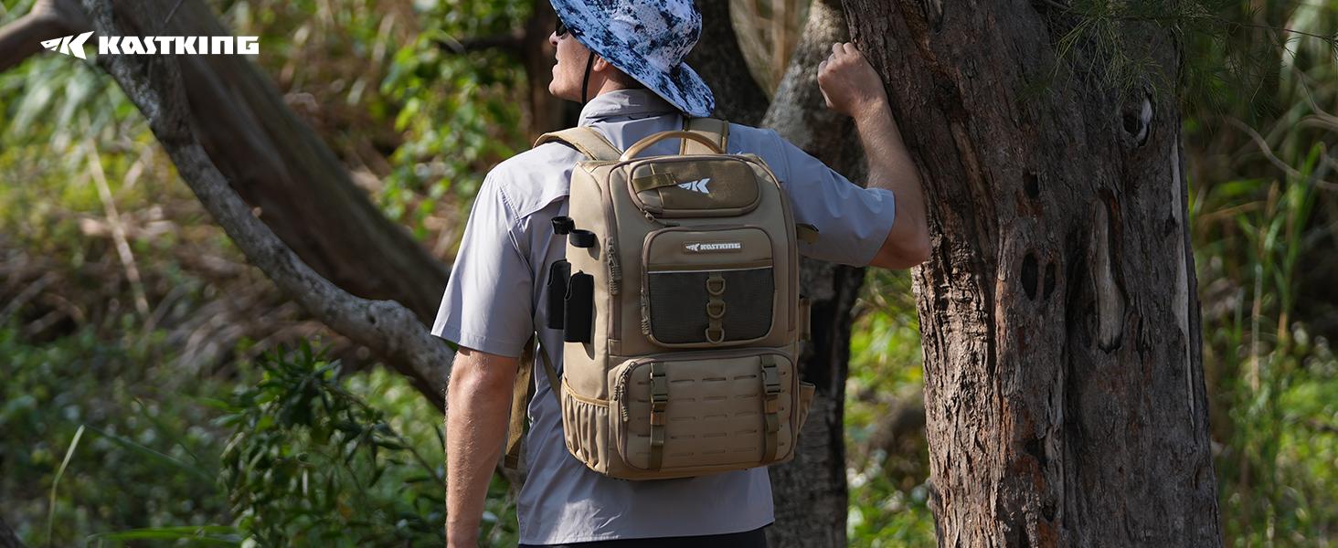 Karryall Fishing Tackle Backpack with Rod Holders 4 Tackle Boxes,40L Fishing Bag Storage Fishing Gear and Equipment, Multi-Functional Storage ,Waterproof & Durable Fishing Bag Ideal for Camping & Outdoor Activities Hunting