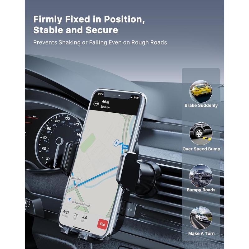 Car Phone Holder with Vent Design Hands-Free Cell Phone Mount for Car Universal Interior Accessories No Warranty