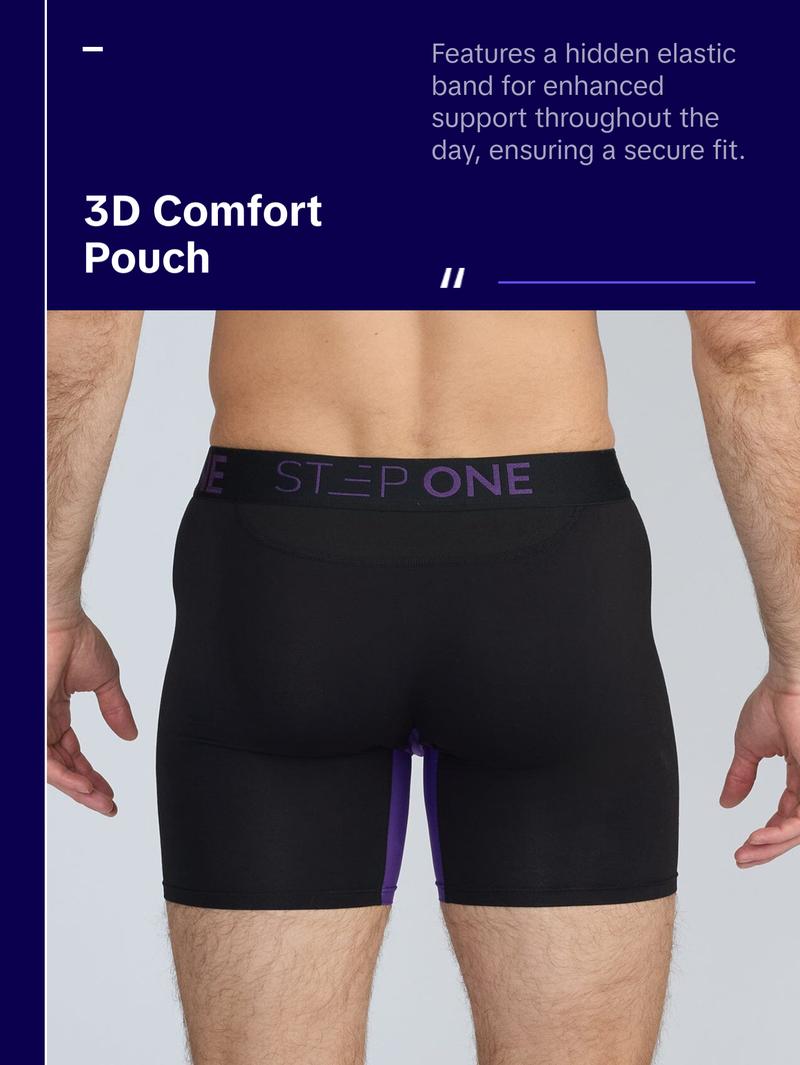Step One Men's Boxer Brief - Obsidians, Anti-Chafe, Breathable Bamboo Fabric, UltraGlyde Panels, Hidden Elastic Pouch, Premium Underwear, Athletic Daily wear