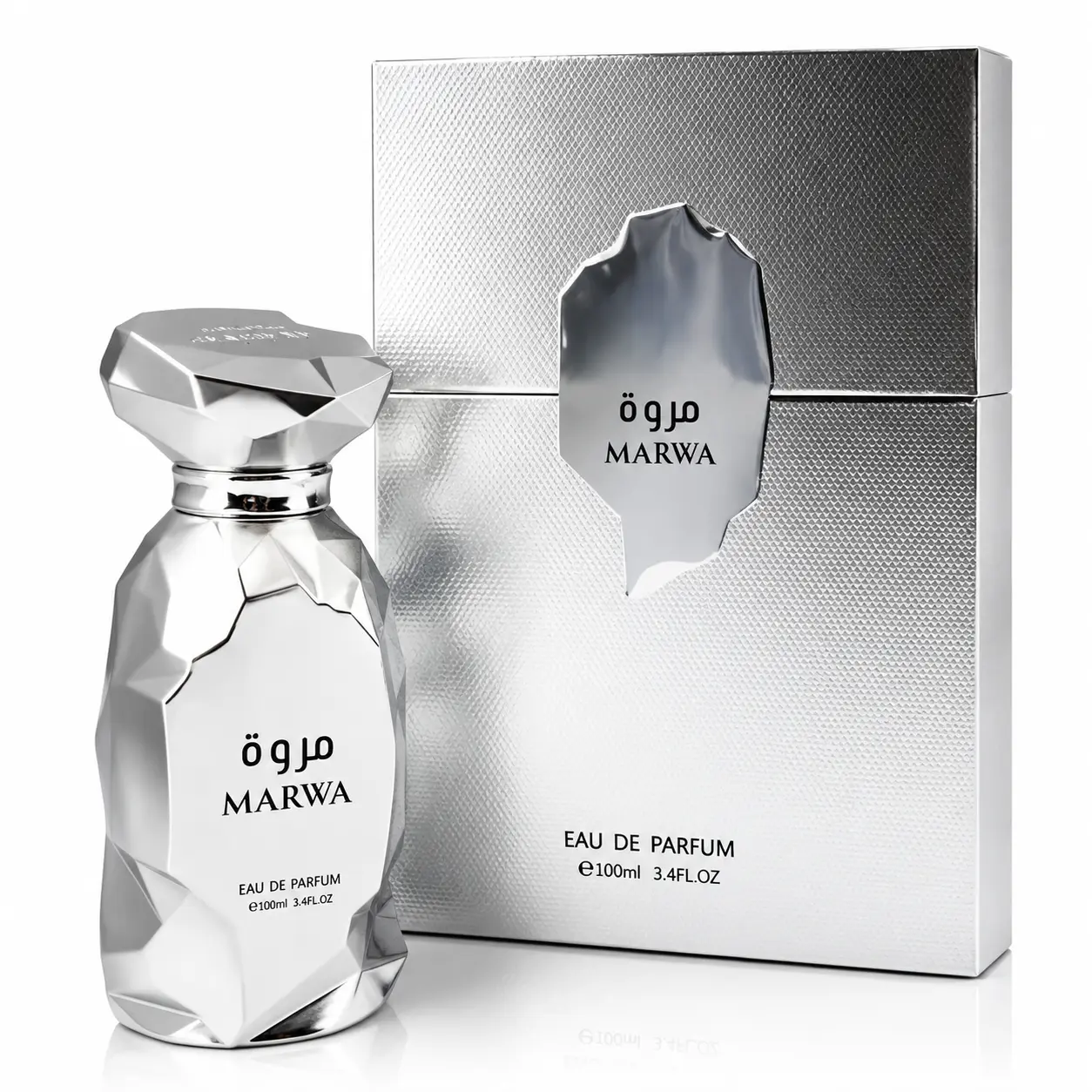 Marwa Unisex EDP Fragrance - 100ml (3.4oz) Luxury Silver Diamond Bottle, Long-Lasting Sweet Vanilla Fruity Viral Scent