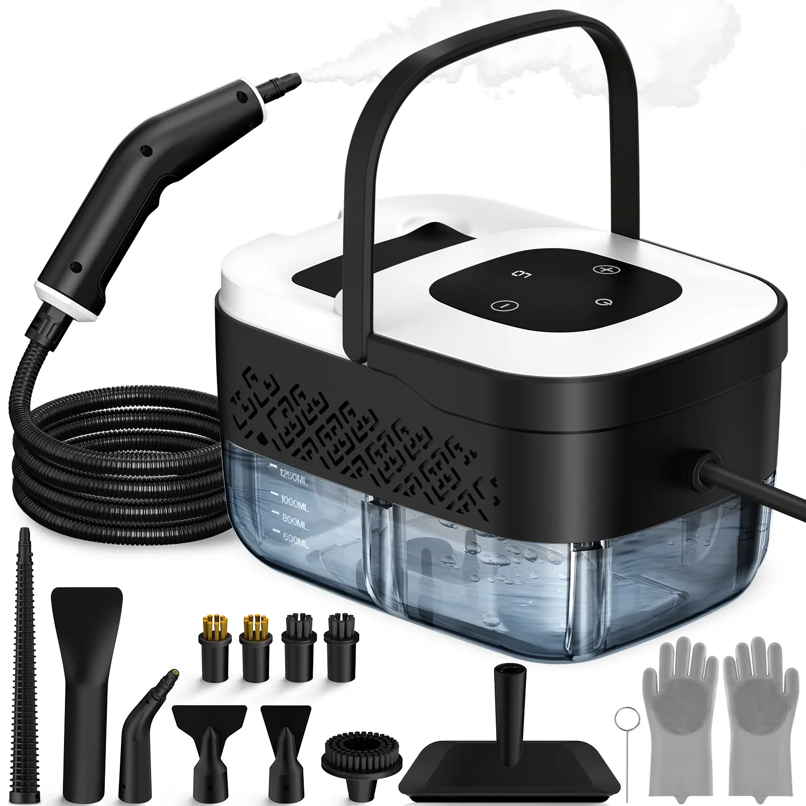 Corded Portable Steam Cleaner - 16pcs Accessories, 6-Level Adjustable, 15s Fast Heat-Up Handheld Steam Machine, Gloves, Cleaning Brush, Ideal for Floors, Grout, Cars, Thanksgiving, Father's Day, Back to School, Glowup