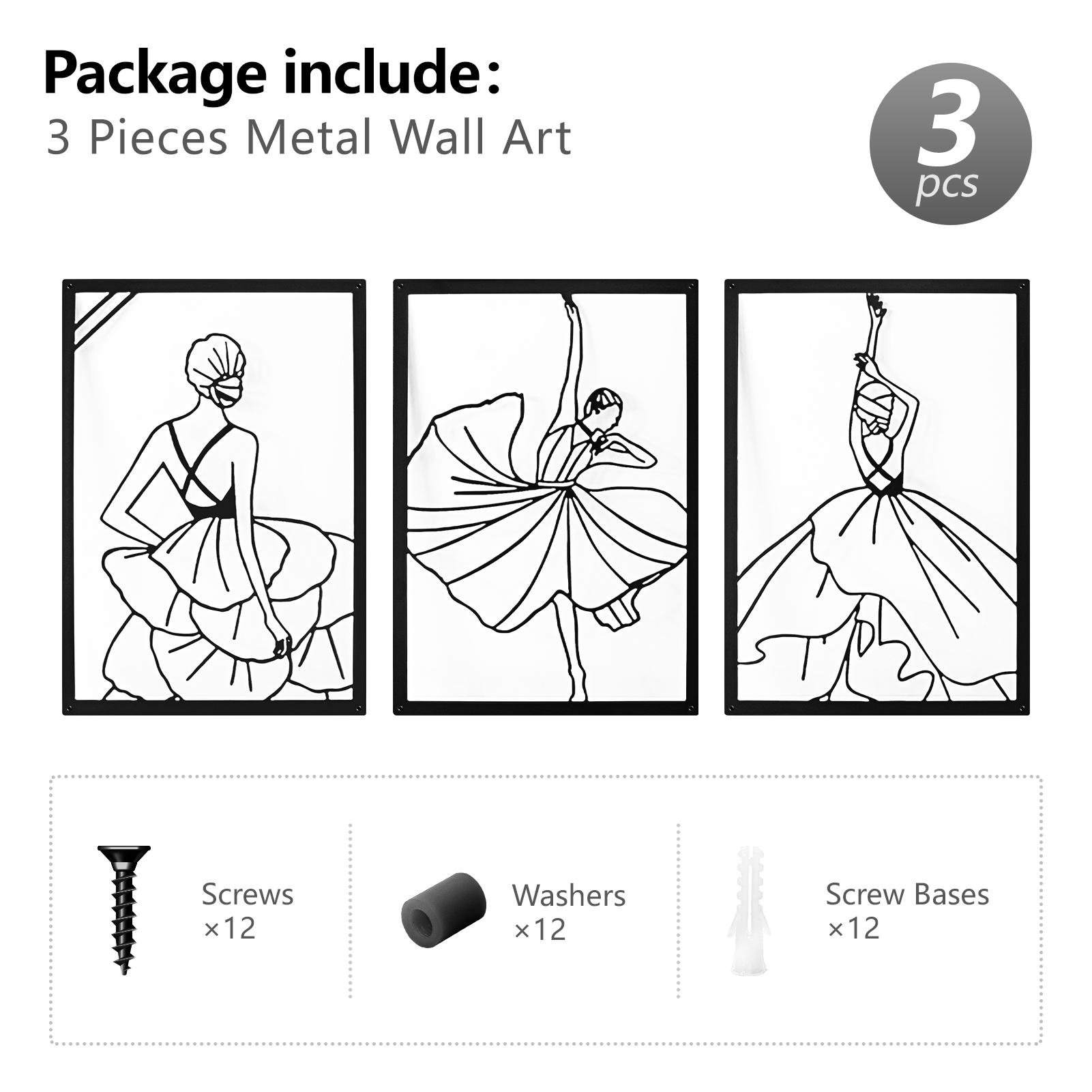 Art3d Metal Wall Art Set Minimalist Line Art Flower Pattern Décor for Living Room Bedroom Dining Room Office Modern 3D Iron Sculptures Home Aesthetic Gift