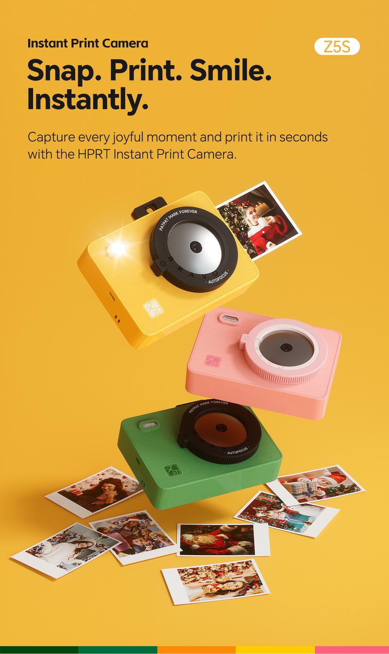 Hanin Z5S Instant Print Camera - Capture Memories in 2x3 Instant Prints, Compact & Lightweight, Perfect for Couples’ Photos, Scrapbooking, and Creating Lasting Moments Together