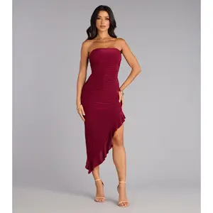 Caught Your Eye Strapless Midi Dress