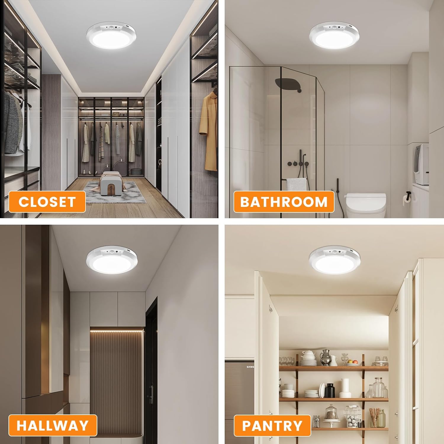 3 Packs Rechargeable Motion Sensor Ceiling Light - USB charging, Magnetic Wireless Light with 3 Adjustable Color Lighting Options & Remote, Modern Light for Closet, Shower, Stairs, Shed, Hallway, Porch & Patio, Multi-Scene Use, Easy Installation 3 Packs Rechargeable Motion Sensor Ceiling Light - USB charging, Magnetic Wireless Light with 3 Adjustable Color Lighting Options & Remote, Modern Light for Closet, Shower, Stairs, Shed, Hallway, Porch & Patio, Multi-Scene Use, Easy Installation