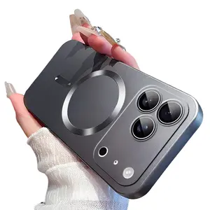 Magnetic Case for iPhone 17 Pro Max 17 Air 16 15 14 13 12 Pro Max Compatible with MagSafe Built-in Camera Lens Protector Slim Soft Silicone Bumper Shockproof Phone Cover