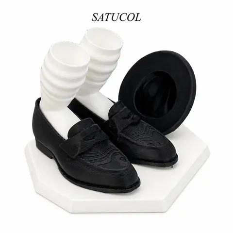 MJ 3D Printed Mini Toothbrush & Pen Holder, Black Loafers with White Socks & Hat Design, Fun Bathroom & Desk Organiser, Novelty Stand, Gift for Music & Dance Fans