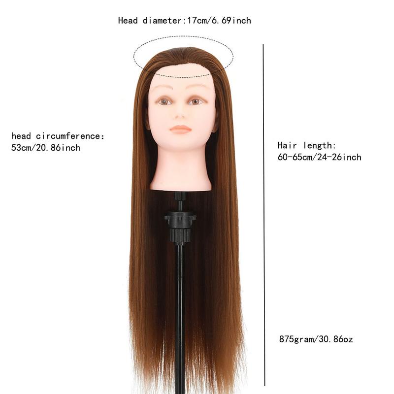 Mannequin Head with Straight, 24-26 Inch Doll Head for Cosmetology & Hairdresser Training, #6 Light, Single Pack